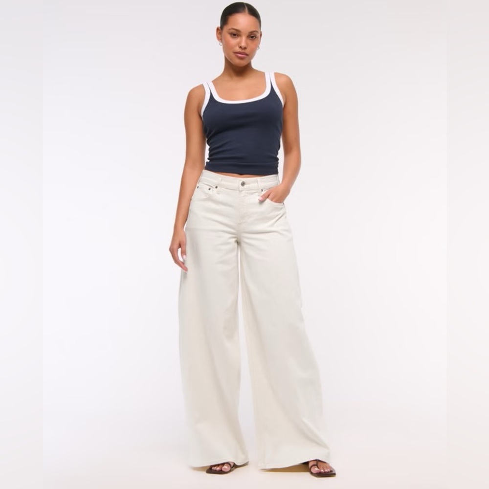 Abercrombie Linen-Blend Ultra Wide Leg Jean